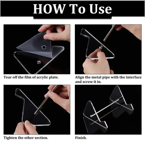 Clear Acrylic Keyboard Stand 1 Tier Desk Holder Space Saving Keyboard Tray assembly steps with metal cylinder