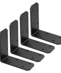 Beefy Heavy Duty 3x3x1.2 Inch L Bracket Set 90 Degree Corner Braces Galvanized Steel for wood posts, cabinets, tables; 4 pack black