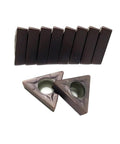 Check Out This Awesome 10 Pack Of Indexable Carbide Lathe Tools TCMT110204 For Hardcore Internal Turning With Tough Hard Alloy Blades Perfect For Steel And Cast Iron That Really Hold Up Under Pressure, featuring triangular inserts and rectangular blades.