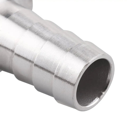 Close-up of 304 Stainless Steel Three Quarters Inch Hose Barb To One Inch NPT Male Pipe Fittings Set Of 2 For Home Brew