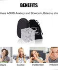 New Version Metal Infinity Cube Fidget Toy For Stress Anxiety Relief And ADHD Calming, shown with case and effects on users