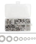 304 Stainless Steel Flat Washers Bulk Set, 600-Piece Assortment Value Kit For Hardware Projects, DIY Repairs, Heavy Duty, Secure Fit, Versatile Pack For Precision Fastening in organizer case