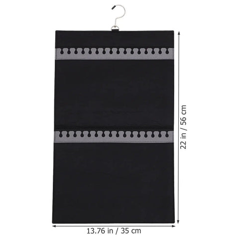 Double Sided Felt Hanging Jewelry Organizer Bag Built To Carry All Your Necklaces And Rings Slick Travel Case, black, 22x13.76 inches.