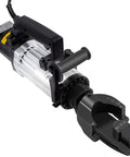 VEVOR Hydraulic Electric Rebar Bender 1.5 KW Handheld Bending Machine Pure Copper Motor close-up view of bending tool and handle.