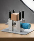 Miniature Bench Vise For Precision Crafting And Hobby Projects, Aluminum Alloy Clamp Vise With Smooth Screw, Handy Tiny Clamp Tool For Delicate Parts, Durable Black Vise holding a small wood block