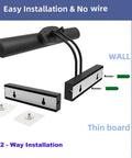 Easy installation diagram for Dimmable Wireless Rechargeable Picture Light With Remote And Timer, wall mounting options shown