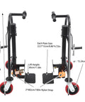 Pro Grade Heavy Duty Manual Furniture Movers With Sturdy Rolling Wheels 1300 Lb Load Capacity, detailed view with lift height and plate sizes