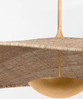 Totally Main Character Energy One Light Pendant Ceiling Light Fifty Two Inches Wide Vintage Gold Leaf Metal Dome Shade Hanging Lamp detail view of shade