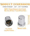 33mm By 2 3 Eighths Inch Chrome ABS Lug Nut Covers Push On Caps With Small Spiked Top Flanged Nut Covers For Semi Trucks Trailers And Heavy Duty Vehicles Pack Of 20 Weather Resistant Durable Universal Fit dimensions diagram