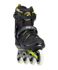Front view of XL Men's Fitness Inline Skates With Beefy Shell And Cushy Liner, Double Wrap Closure, Size 14 To 17.5, Black And Lime.