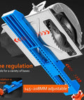 Adjustable Circular Saw Guide Rail For 4 To 6 Inch Base Wood Cutting Milling Positioning Clamp Electric Saw shown with blue guide