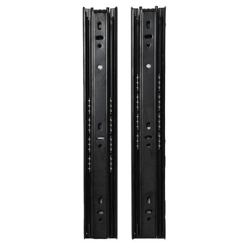 Heavy Duty Drawer Slide With 100 Pound Load Capacity And 45 Mm Width Featuring 12 Inch Length, black metal slide rails.