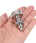 Four Pack Stainless Steel Spring Plunger Pins M12x1.75 Retractable Locating Pin in hand for heavy duty tooling.