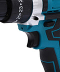 Close-up of 21V Cordless Drill Driver Featuring Adjustable Speed Settings And Heavy Duty Battery Build for precise control.