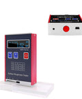 Pro Grade Digital Surface Roughness Tester With 0.01μm Accuracy, Portable Handheld Gauge For Ra Rq Rz Rt, Four Parameter Surface Finish Meter, Includes Calibration Block And Bracket. front view on stand
