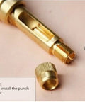 Adjustable Hole Punch For Bookbinding And Crafts With Six Punch Sizes 1.5mm To 4mm Wood Handle Steel Brass Construction No Hammer Needed