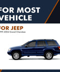 Profile view of 1999-2004 Jeep Grand Cherokee, compatible with set of 2 front wheel hub bearing assemblies replacement kit.