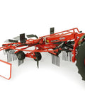 Kuhn GA 4731 GM 1:32 Scale Single Rotor Rotary Rake Die Cast Farm Implement Accessory For Tractor Models attached to tractor