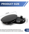 Product size details of Quartet Of Sleek Black Wheel Center Caps Crafted From Hella Durable Abs, showing dimensions 2.36 inch and 2.2 inch.
