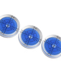 3 Pack Round Bubble Level 32mm for acrylic for spirit Gauge for Precision with clear acrylic bodies and blue liquids for accurate measurements.