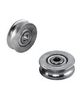 Beefy 5mm Deep U Groove Ball Bearings Pack Of 2 For Pulleys And Rails, stainless steel, ideal for CTSC Zip Line trolleys, front view