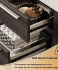 Heavy Duty 45mm Drawer Runners With Full Extension Drawer Slides Three Section Steel Ball Bearing Rails Side Mount 32 Inch Metal Runners In Silver Or Black Finish Supports 45 Kg Load Smooth Quiet Operation shown in cabinet installation.