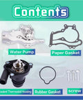 Water Pump Thermostat Kit For 2013-2020 Encore, 2011-2016 Cruze, 2012-2020 Sonic, 2013-2020 Trax L4 1.4L Turbo Engine contents