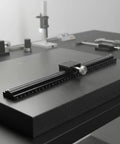 Smooth Moving Dovetail Linear Slide For Precision Positioning, 40x40mm Table, 250mm Length, 25mm Guide, Dual 100mm Rails, 3kg Load, Ultra Tight 0.06mm Parallelism, 210mm Stroke, Lightweight Aluminum Body, Rack And Pinion Motion on test bench