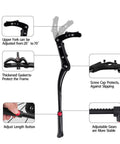 Rugged Mountain Bike Kickstand For 24 To 28 Inch Bikes, Adjustable Height 7 To 13 Inches, Quick Install Side Stand features diagram
