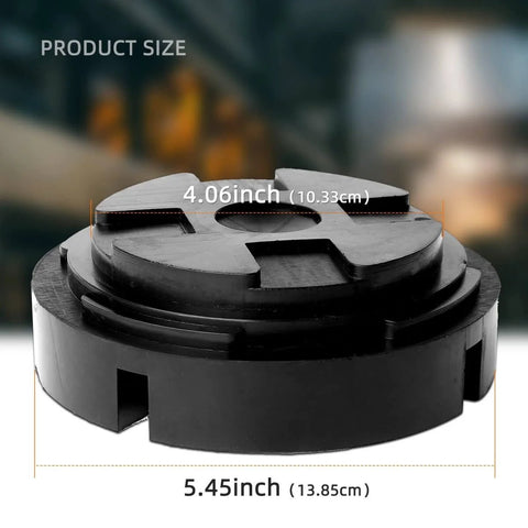 5.5 Inch Large Rubber Jack Pad Pucks Slotted For Hydraulic Floor Jacks Beveled Anti Slip Design With Cross Slots