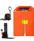 Heavy Duty 48V 20Ah LiFePO4 Lithium Battery Designed To Power Your Electric Forklift Or Pallet Truck Motor Like A Champ With Smart Bms Safety And Zero Hassle Plug Ins, shown with pallet truck.