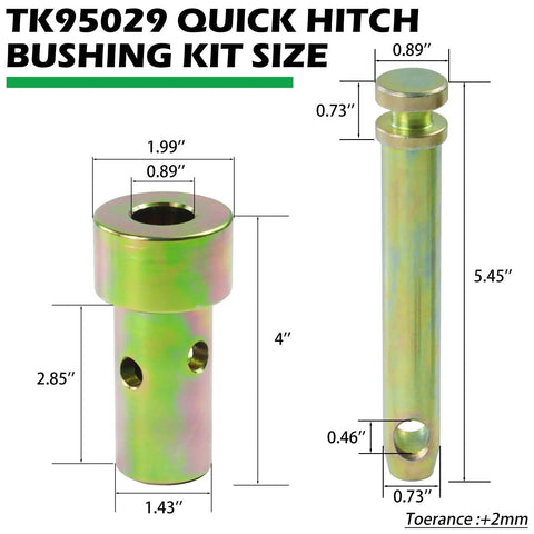 Dimensions of 4 Pack CAT 1 Quick Hitch Bushings Kit With S07070200 Top Link Pin And S07090100 Lynch Pin For Category 1 3 Point Hitches
