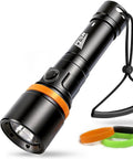 Beast 3600 Lumen Dive Light With 150M Depth Rating And 300M Long Range Beam, Rechargeable Scuba Torch with wrist strap and orange ring