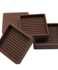 Brown Rubber Caster Cups 2x2 In Non Slip Furniture Feet Protectors 4 Pack Dense Rubber Gripper Pads Stacked