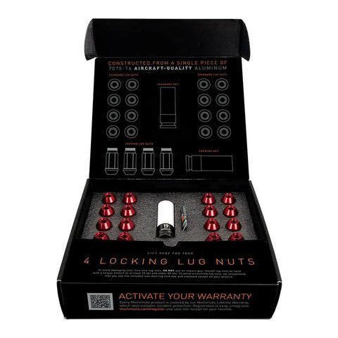 Beefy Aluminum Locking Lug Nuts 20-Piece Set M12x1.25 Silver With Non-Marring Sockets in open box