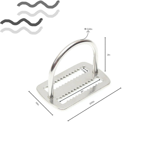 Weight Belt Keeper 316 Stainless Steel D Ring Serrated Slide Stopper with dimensions for diving gear and BCD accessories