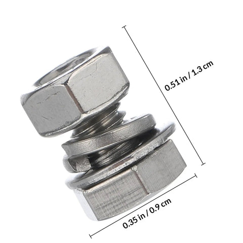 Close-up of 40 Pieces M6x10mm Stainless Steel Hex Bolts And Nuts Kit Heavy Duty Fully Threaded Machine Screws Fasteners Set