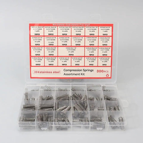 Get Your Hands On This Awesome 300PCS Stainless Steel Compression Spring Assortment Kit With 23 Varied Sizes Perfect for Mechanical Repair Electronic DIY Projects And Car Gadgets To Fix Doors Umbrellas Piano Keys And Kitchenware Like A Boss Today. 304 stainless steel spring kit in compartment case