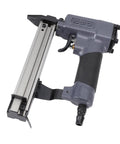 Close-up of Rugged 18 Gauge Pneumatic Brad Nailer Boasting Quick Jam Release for efficient wood framing and DIY projects.