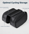 Dope Rugged Bike Frame Bag For Bikepacking, Full Frame 20x16x6cm with easy-access zippers and durable canvas, Ebony Edge Black