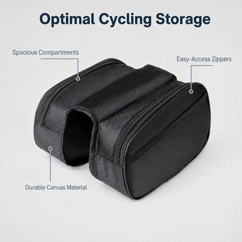Dope Rugged Bike Frame Bag For Bikepacking, Full Frame 20x16x6cm with easy-access zippers and durable canvas, Ebony Edge Black
