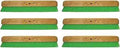 36 Inch Green Nylex Soft Finish Broom Heads Six Pack With Memory Resistant Bristles Fits Wood Handle Built Tough For Home, Shop, And Commercial Cleanups displayed in two rows