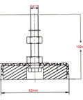 4 Pack M12x80mm Adjustable Furniture Leveling Feet For Home Office Kitchen Garage Workshop And More With Easy Glide Threaded Sockets, Easy Height Adjustment, Protect Floors, Stabilize Tables, Carts, And Move Furniture Smoothly. technical drawing with M12 thread and 100mm height
