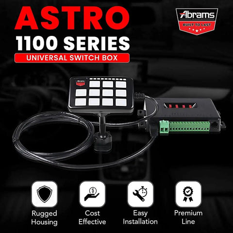11-Gang LED Push Button Switch Panel For Offroad Vehicles And Emergency Lighting, featuring rugged housing and easy installation features.