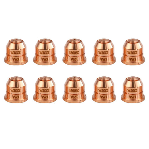 10 copper 220971 nozzle tips for PMX125 plasma cutter, part of 20Pcs 220971 And 20Pcs 220975 Electrodes 125A Nozzle Tips Kit
