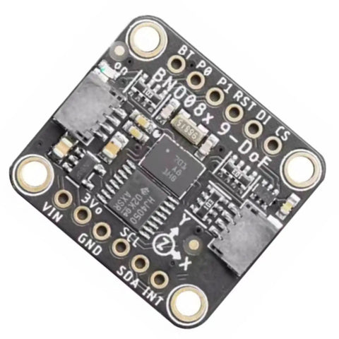 Dope 9 Axis Motion Tracking Module With BNO085 For I2C And UART Interfaces Low Power Mode Ideal For Headsets Gaming Peripherals And IoT Devices Delivers Centimeter Level Motion Sensing For Immersive Experiences. black PCB sensor module with pin headers and mounting holes