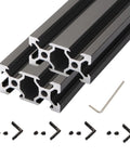 Two Piece 350mm V Slot 2040 Aluminum Extrusion European Standard Anodized Black Linear Rail For 3D Printer Parts And CNC DIY Projects 13.8 Inch Length Bundle, black 6063 aluminum extrusions with brackets and screws
