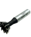 Dovetail milling end mill, TOPQ HSS, 25 mm diameter, 60° cutter, angled side view.