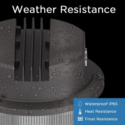 Close-up of waterproof feature on 50W Dusk To Dawn Outdoor Barn Light With Photocell 5000K Daylight Waterproof ETL DLC Listed.