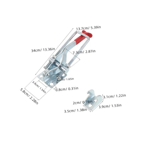 Heavy Duty Toggle Latch Clamp With Quick Release Draw Latch 2183lbs Holding Capacity Tough As Nails Galvanized Iron Corrosion Resistant Ideal For Tool Boxes Smoker Lids Draw Chests And More, size diagram